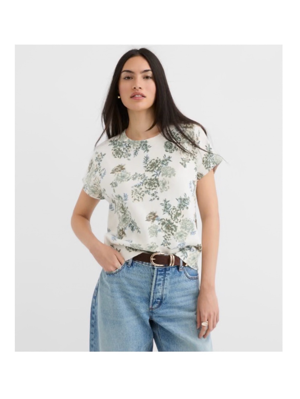 Loft Floral Refined Wedge Sweater Tee Top Anne Taylor  M